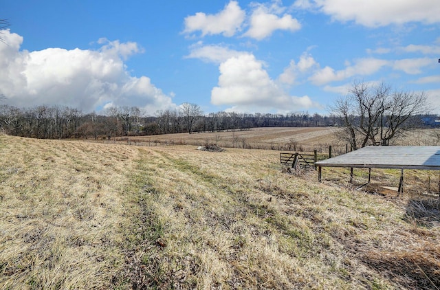 view of yard with a rural view and fence