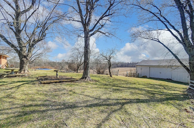 view of yard featuring an outbuilding and an outdoor structure