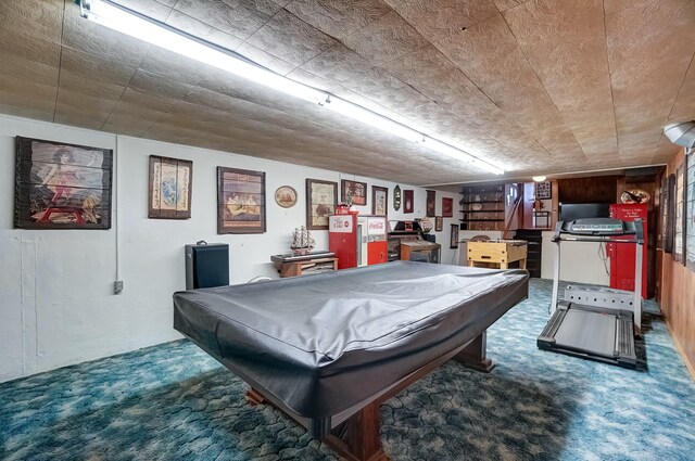 recreation room featuring billiards and carpet floors