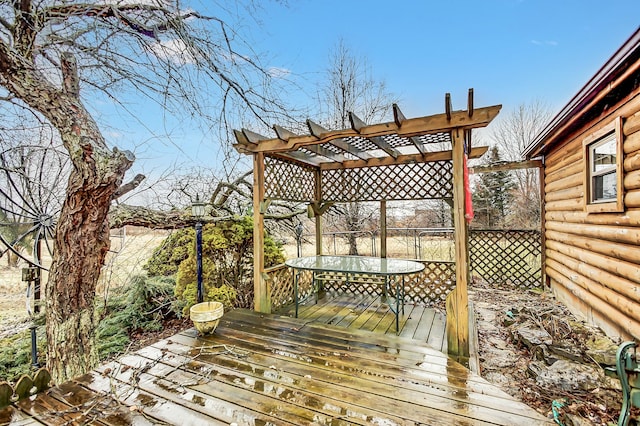 wooden terrace featuring a pergola