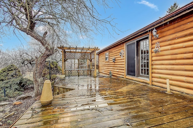 wooden terrace featuring a pergola