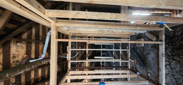 view of unfinished attic