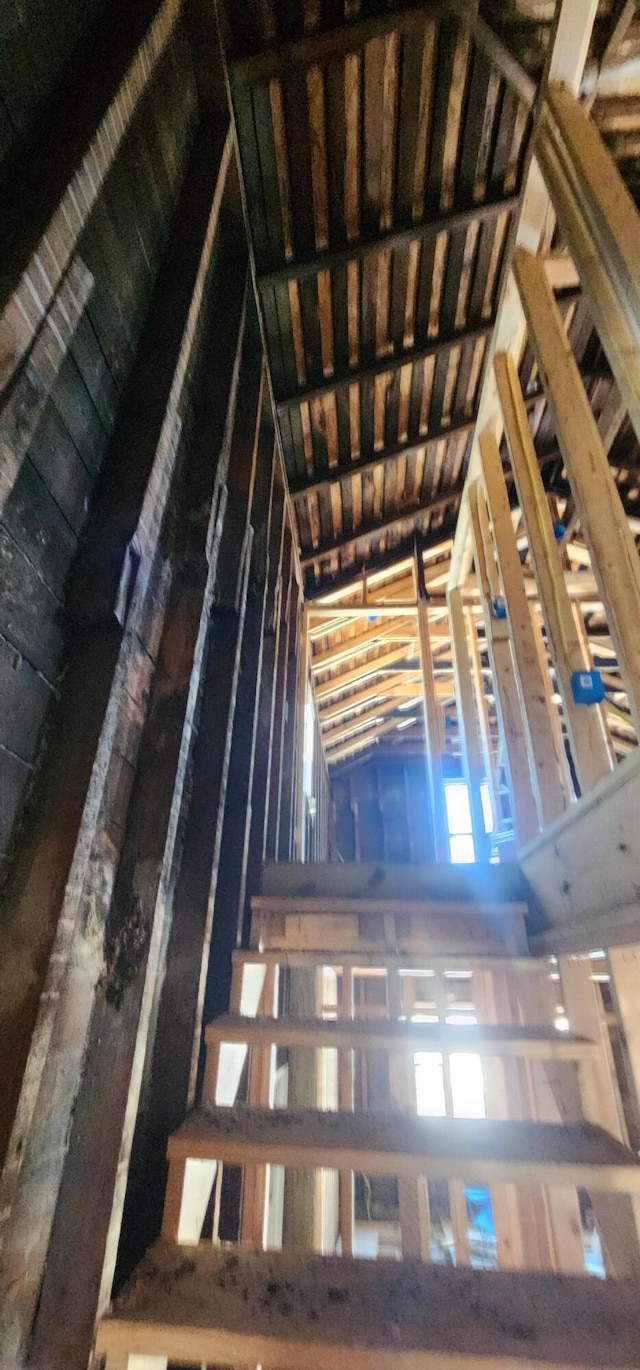 view of unfinished attic