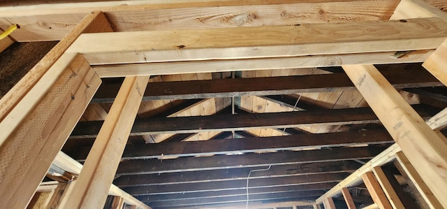 view of unfinished attic