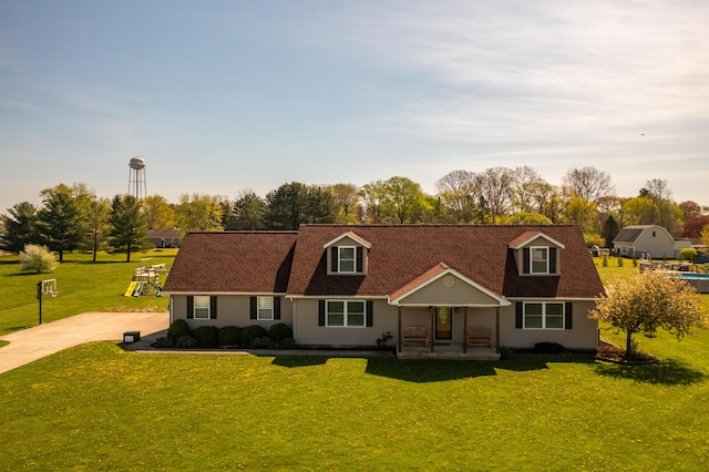 4100 Joshane St, Springfield, OH 45502 - new england style home featuring driveway, a front lawn, and covered porch