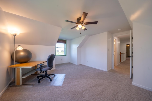 4100 Joshane St, Springfield, OH 45502 - office space with lofted ceiling, baseboards, a ceiling fan, and carpet flooring