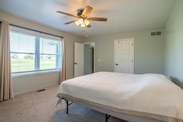 4100 Joshane St, Springfield, OH 45502 - bedroom with baseboards, a ceiling fan, carpet flooring, and visible vents