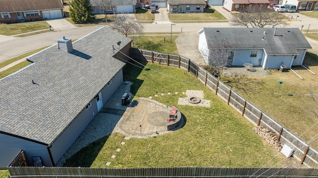 bird's eye view with a residential view