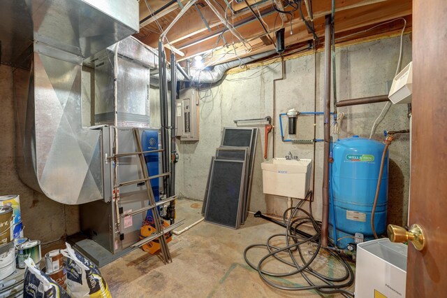 5341 Riffle Rd, Ansonia, OH 45303 - utilities featuring electric panel, a sink, and heating unit