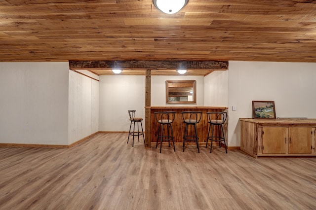 5341 Riffle Rd, Ansonia, OH 45303 - indoor dry bar featuring wooden ceiling, wood finished floors, and baseboards