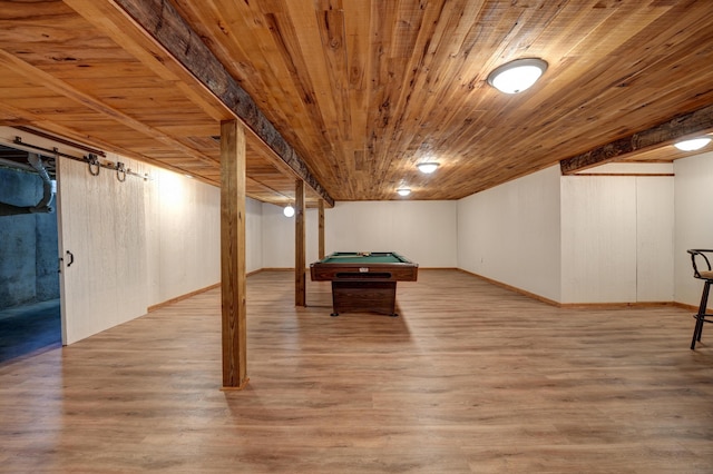 5341 Riffle Rd, Ansonia, OH 45303 - finished basement featuring pool table, wooden ceiling, wood finished floors, and baseboards