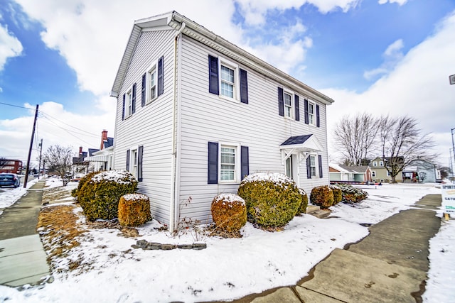 view of snow covered exterior