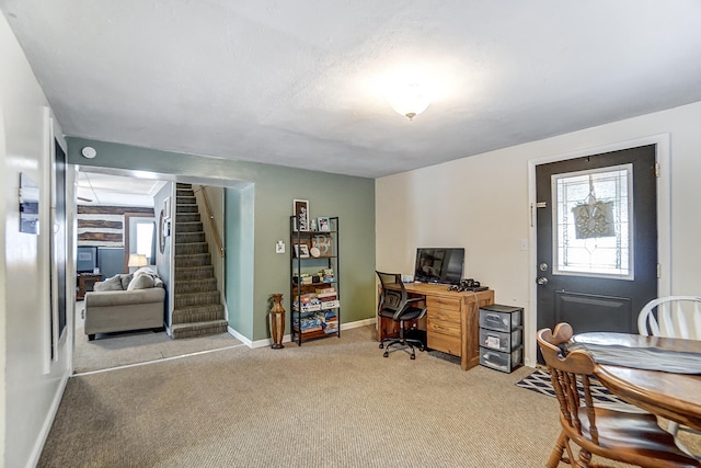 view of carpeted office space