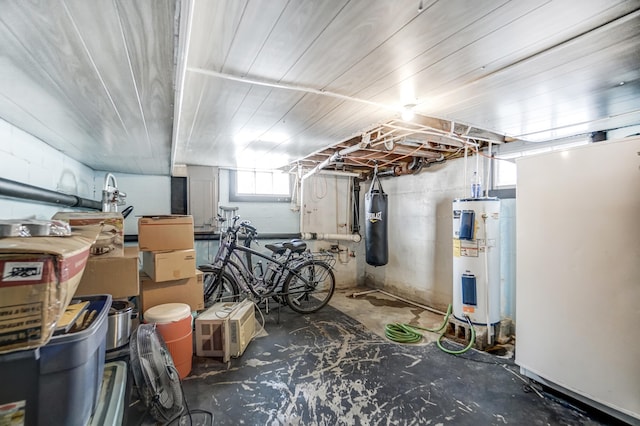 basement with water heater