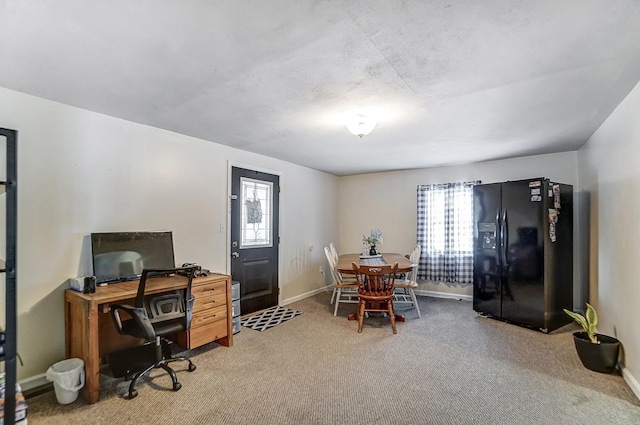 office area featuring carpet flooring