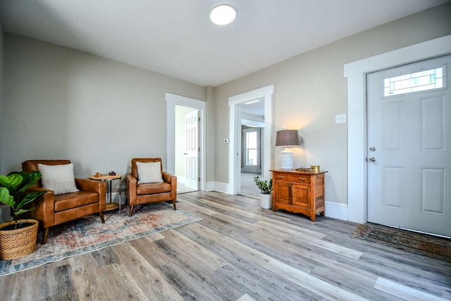 living area featuring light wood-type flooring