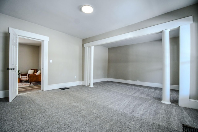 basement with carpet