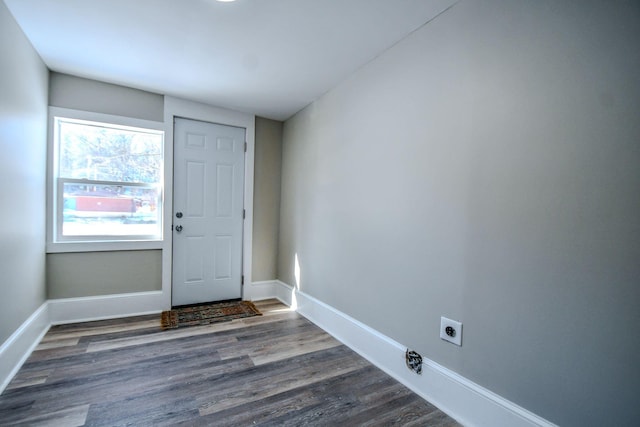 foyer entrance featuring dark hardwood / wood-style flooring