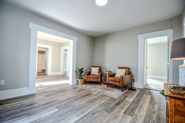 living area featuring hardwood / wood-style flooring