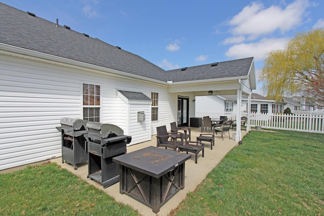 609 Lambert Dr, Piqua, OH 45356 - view of patio / terrace with a fire pit, grilling area, and fence