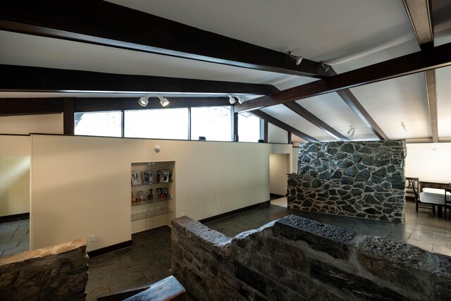125 Hawthorne Rd, Springfield, OH 45504 - living area featuring stone tile flooring and rail lighting