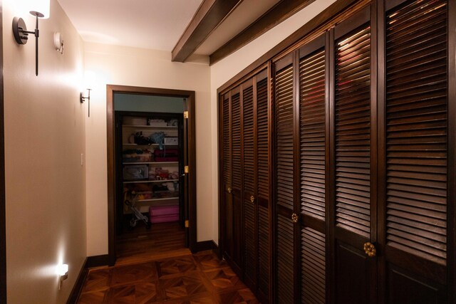 125 Hawthorne Rd, Springfield, OH 45504 - corridor with baseboards and parquet flooring