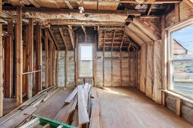 view of unfinished attic