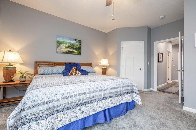 255 N Pine St, Lakeview, OH 43331 - bedroom with carpet, a closet, and a ceiling fan
