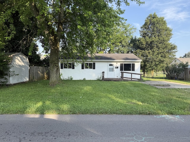 118 S Troy St, Bellefontaine, OH 43311 - single story home featuring a deck and a storage unit