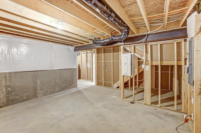 basement with electric panel