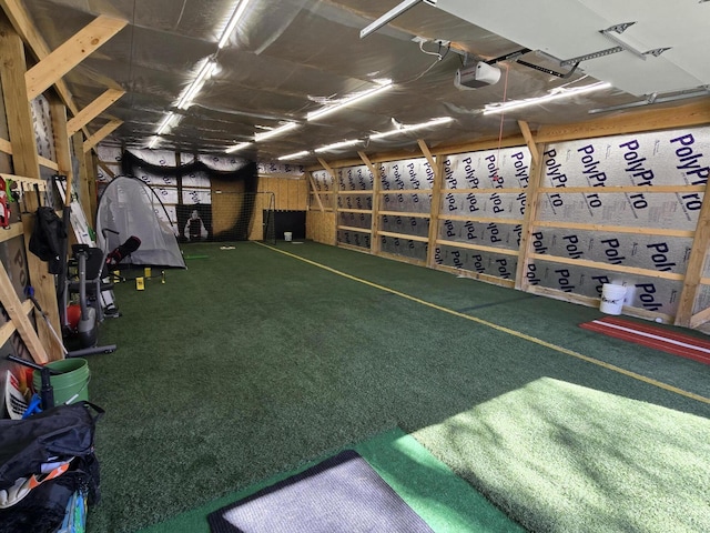 interior space with a garage door opener