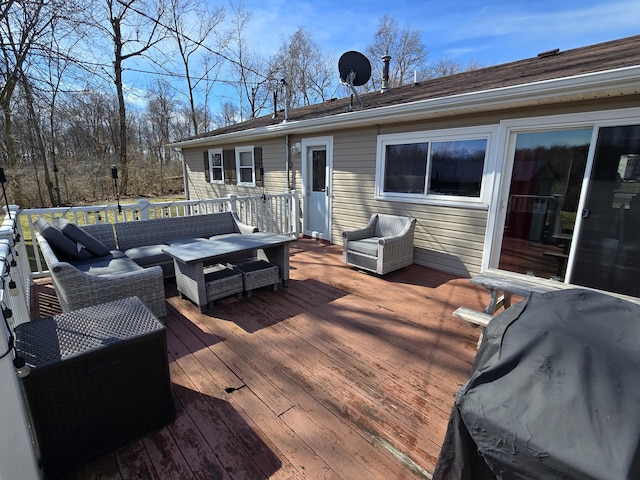 deck featuring an outdoor living space