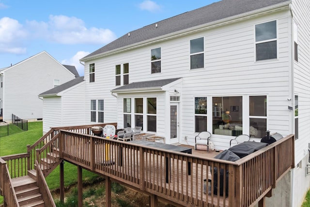 3600 Magnolia Trace Dr, Bellbrook, OH 45305 - back of house featuring a wooden deck and stairway