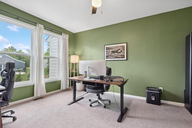 3600 Magnolia Trace Dr, Bellbrook, OH 45305 - office with carpet floors, baseboards, and ceiling fan