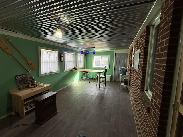 rec room with dark wood-type flooring