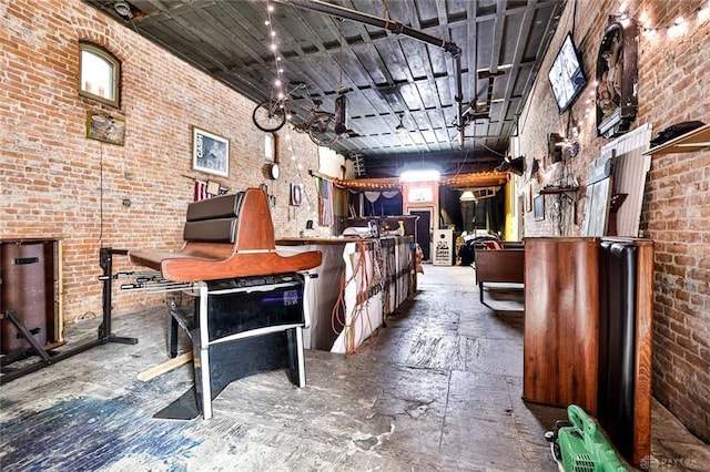 interior space with brick wall