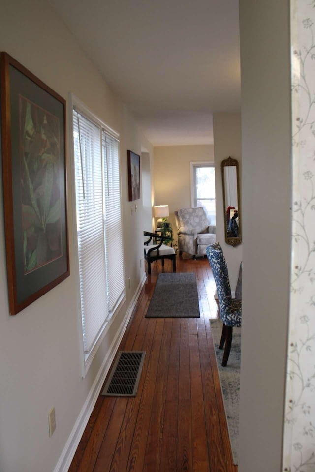 hall featuring dark hardwood / wood-style floors