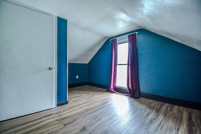 220 Williams St, Troy, OH 45373 - additional living space with wood finished floors, lofted ceiling, and a textured ceiling