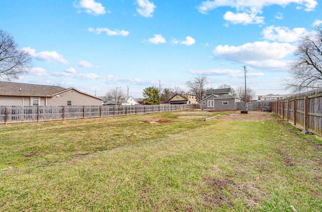 view of yard with a fenced backyard