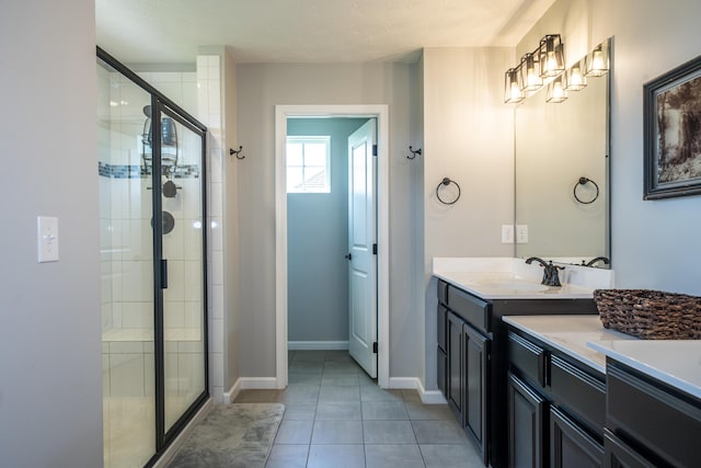 8754 Elysee Cir, Washington Twp, OH 45458 - full bathroom with a stall shower, vanity, and tile patterned flooring