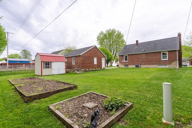 704 Campbell Rd, Sidney, OH 45365 - view of yard with a storage shed, a garden, fence, and an outbuilding