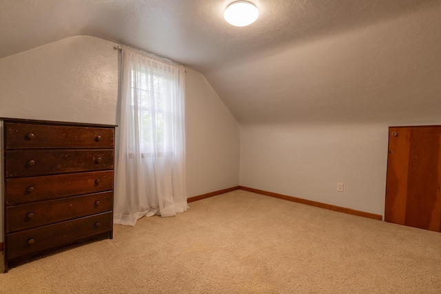 704 Campbell Rd, Sidney, OH 45365 - additional living space with light colored carpet, baseboards, and lofted ceiling