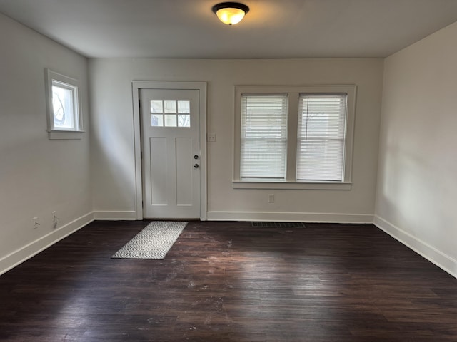 foyer entrance with dark hardwood / wood-style flooring