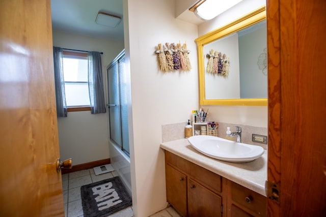 812 Motz St, Saint Marys, OH 45885 - full bathroom with vanity, tile patterned flooring, and enclosed tub / shower combo