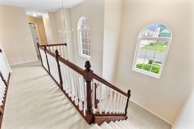 170 Fox Harbor Dr, Troy, OH 45373 - stairway with carpet and healthy amount of natural light