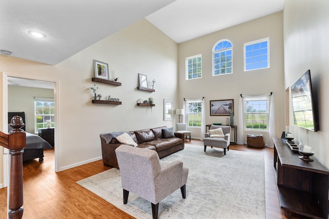 170 Fox Harbor Dr, Troy, OH 45373 - living room with light wood finished floors and a towering ceiling