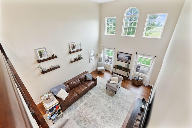 170 Fox Harbor Dr, Troy, OH 45373 - living area featuring wood finished floors and a towering ceiling