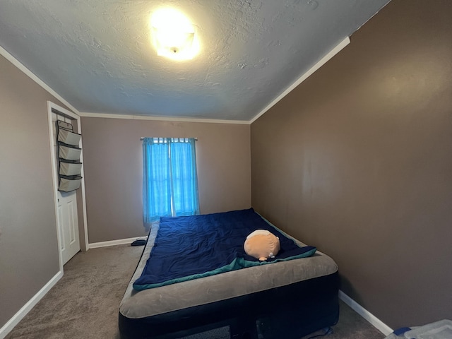 bedroom featuring carpet and a textured ceiling