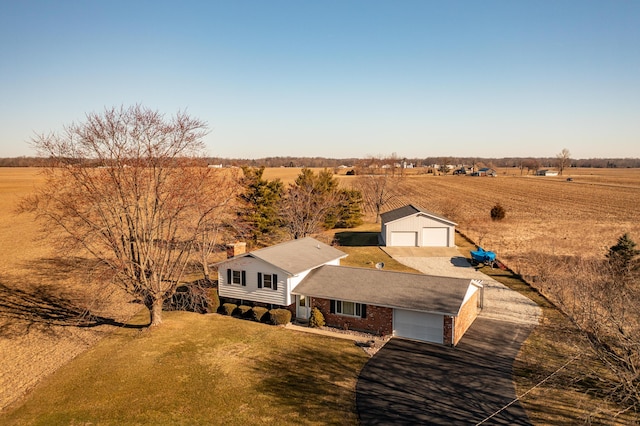 aerial view featuring a rural view