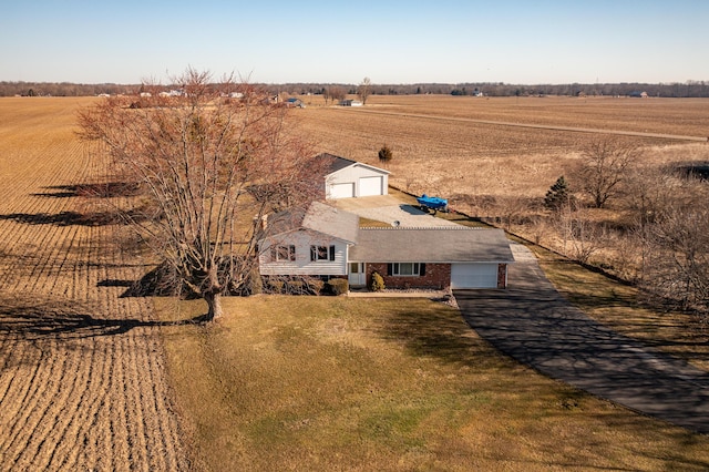 drone / aerial view with a rural view